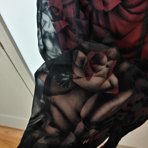 Unconventional Lace Y2K Whimsigoth 90s Mesh Velvet Dress Bias Cut Fairycore VTG - Picture 8 of 8